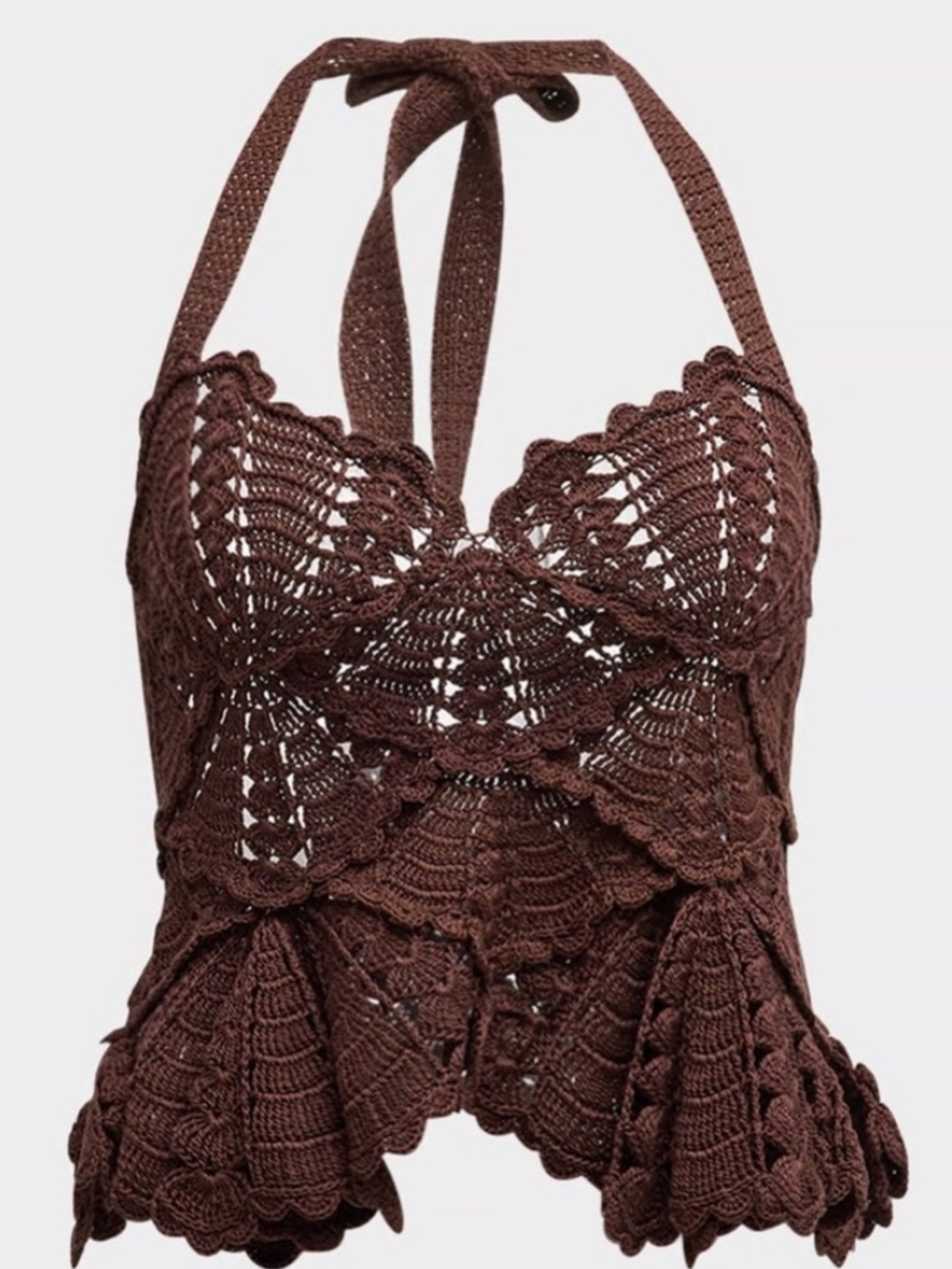 Oscar De La Renta 2025,Crochet Halter Peplum Top (matching skirt available) - Picture 3 of 4